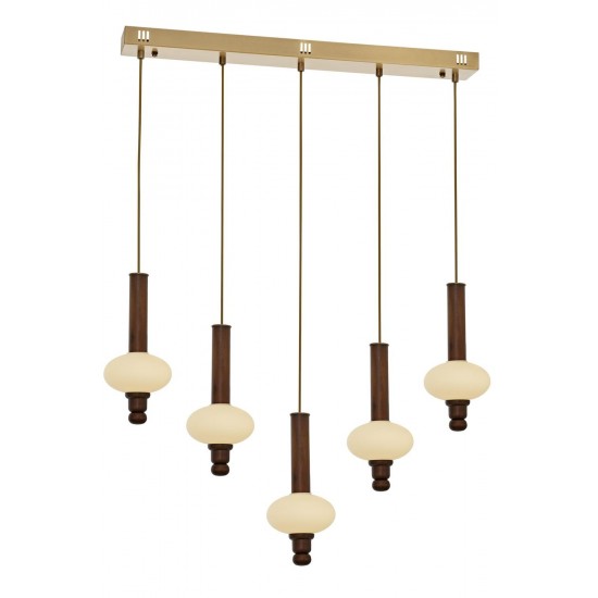 AVONNI AV-5299-5EY Eskitme Kaplama Modern Avize  Metal Ahşap Cam 15x80cm