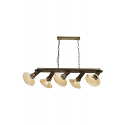 AVONNI AV-60051-5EY Eskitme Kaplama Modern Avize E14 Metal Ahşap Cam 90x27cm