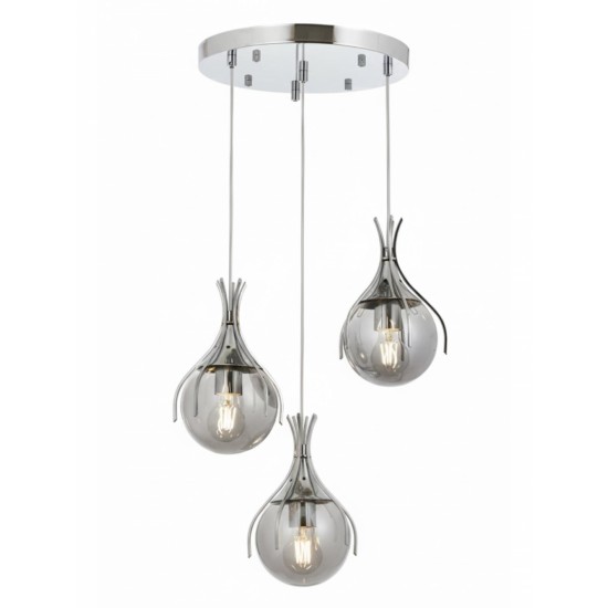 AVONNI AV-60161-3KT Krom Kaplama Klasik Avize E27 Metal Cam 40cm