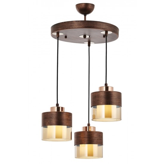 AVONNI AV-60193-3T-CPR Bakır Patina Boyalı Modern Avize E27 Metal Cam 40cm