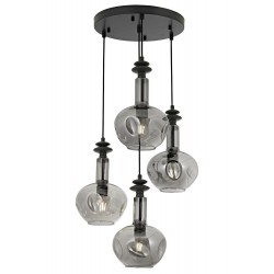 AVONNI AV-60404-4T-GR Siyah Kaplama Modern Avize E27 Metal Cam 35cm