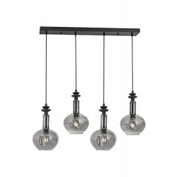 AVONNI AV-60404-4Y-GR Siyah Kaplama Modern Avize E27 Metal Cam 80x12cm