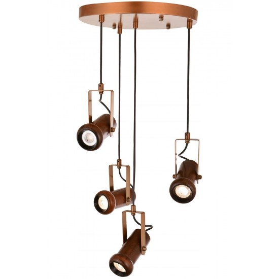 AVONNI AV-60414-4T-EX Eskitme Boyalı Modern Avize LED Metal Ahşap 35cm