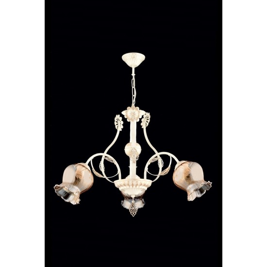 AVONNI AV-65114-3BA Krem Ferforje Boyalı Klasik Avize E27 Metal Cam 68cm AVONNI AV-65114-3BA Krem Ferforje Boyalı Klasik Avize E27 Metal Cam 68cm