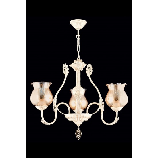 AVONNI AV-65114-3S Krem Ferforje Boyalı Klasik Avize E27 Metal Cam 58cm AVONNI AV-65114-3S Krem Ferforje Boyalı Klasik Avize E27 Metal Cam 58cm